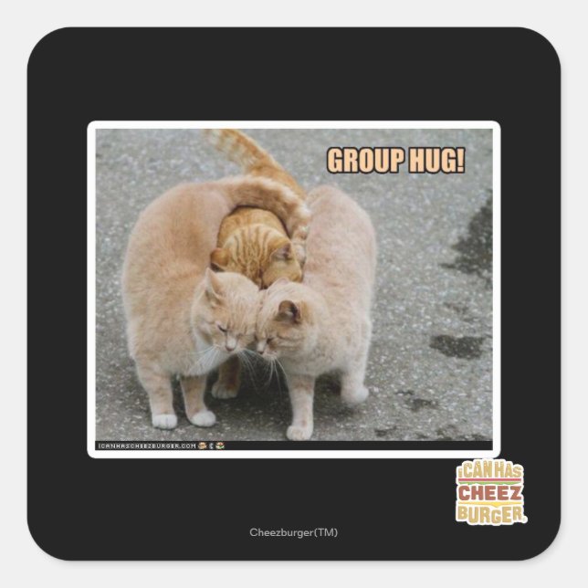 Pegatina Cuadrada abrazo de grupo (Anverso)