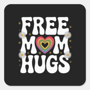 Pegatina Cuadrada Abrazo de Mamá Gratis Transgénero Lesbiana Gay LGB