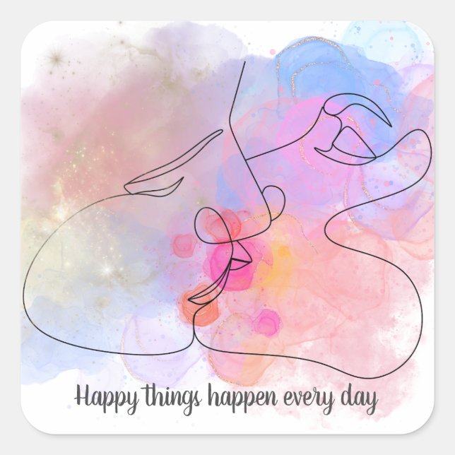 Pegatina Cuadrada Abrazo personalizado-alegre - Inspirador (Anverso)