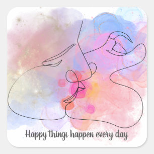 Pegatina Cuadrada Abrazo personalizado-alegre - Inspirador