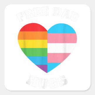 Pegatina Cuadrada Abrazos de papá libre - Orgullo LGBT