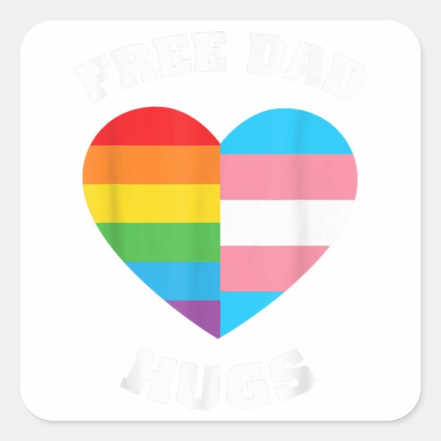 Pegatina Cuadrada Abrazos de papá libre - Orgullo LGBT (Anverso)