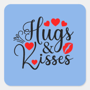 Pegatina Cuadrada Abrazos y besos   Camisa de San Valentín