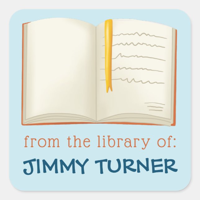 Pegatina Cuadrada Abrir la librería de libros (Anverso)