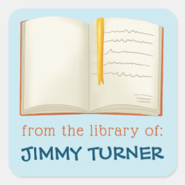 Pegatina Cuadrada Abrir la librería de libros