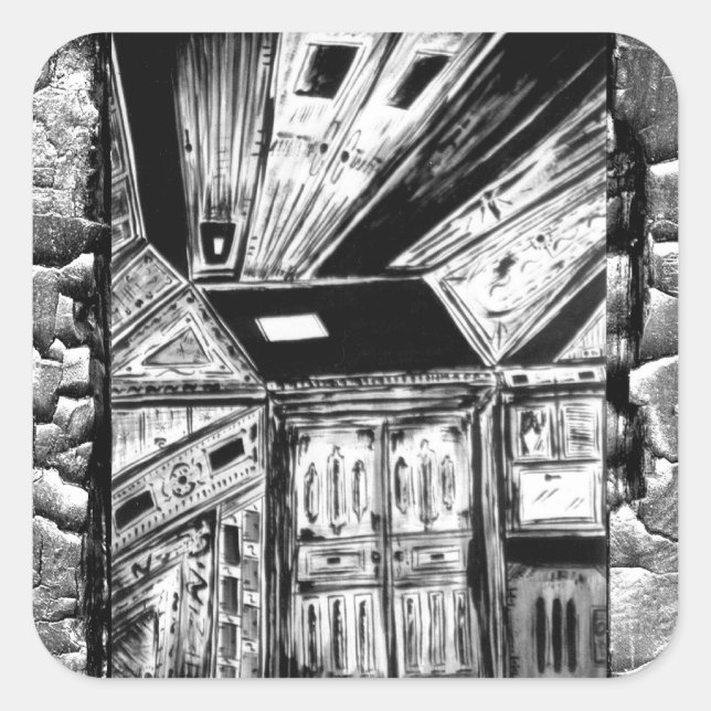 Pegatina Cuadrada Abrir puertas (Anverso)