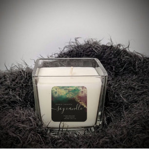 Pegatina Cuadrada Abstract alcohol ink gold  modern script candle