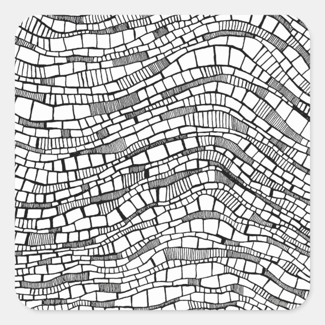 Pegatina Cuadrada Abstract Black and White Shapes Design  (Anverso)