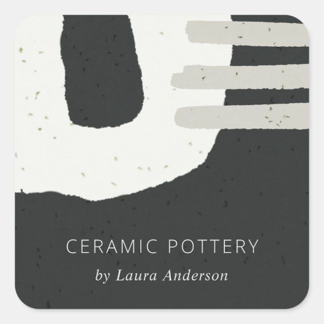PEGATINA CUADRADA ABSTRACT CERAMIC TEXTURE CHIC BLACK GREY SPECKLED (Anverso)