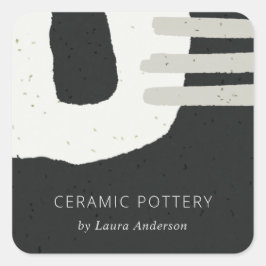 PEGATINA CUADRADA ABSTRACT CERAMIC TEXTURE CHIC BLACK GREY SPECKLED