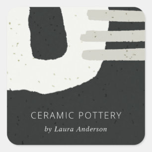 PEGATINA CUADRADA ABSTRACT CERAMIC TEXTURE CHIC BLACK GREY SPECKLED