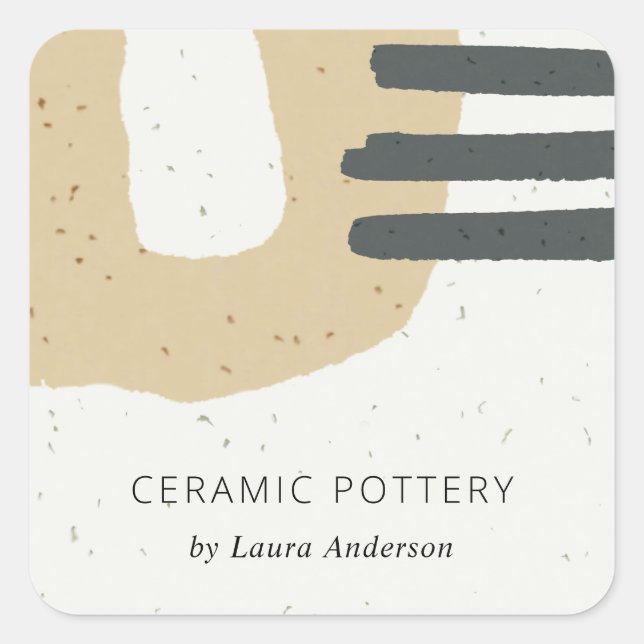 PEGATINA CUADRADA ABSTRACT CERAMIC TEXTURE OCHRE YELLOW SPECKLED (Anverso)