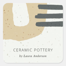 PEGATINA CUADRADA ABSTRACT CERAMIC TEXTURE OCHRE YELLOW SPECKLED