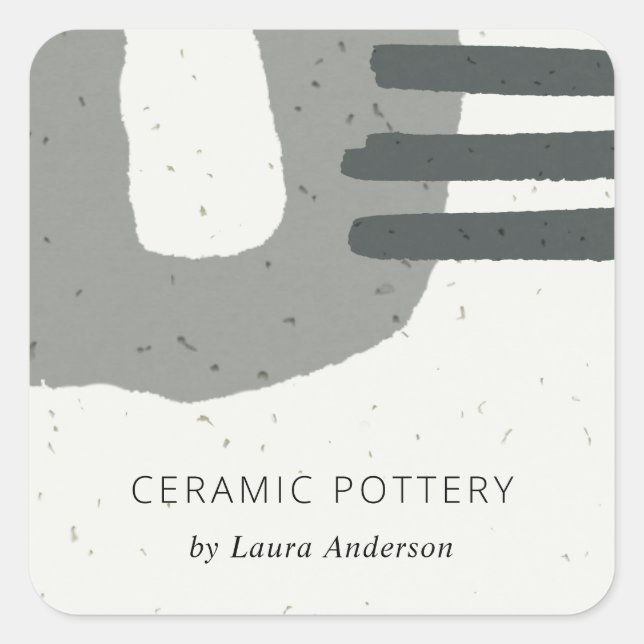 PEGATINA CUADRADA ABSTRACT CHIC CERAMIC TEXTURE BROWN GREY SPECKLED (Anverso)