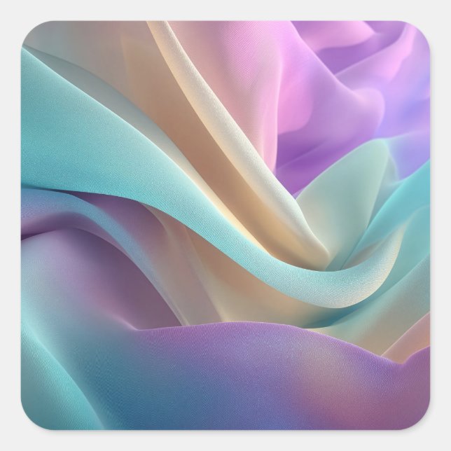 Pegatina Cuadrada Abstract Fabric Texture in Pastel Tones (Anverso)