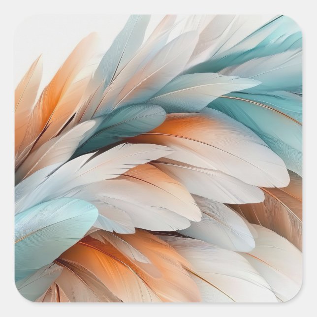 Pegatina Cuadrada Abstract Feather Flow – Soft Elegance (Anverso)
