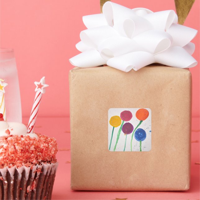 Pegatina Cuadrada Abstract Flowers Sticker (Fiesta)