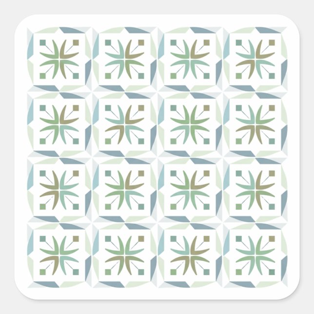 Pegatina Cuadrada Abstract Geometric Tile Pattern Design Sticker (Anverso)