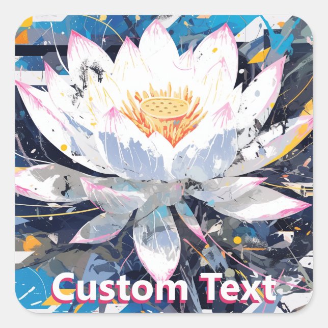 Pegatina Cuadrada Abstract Lotus Flower Custom (Anverso)