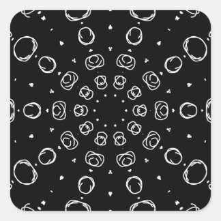 Pegatina Cuadrada Abstract Monochrome White Mandala Geometric Patter