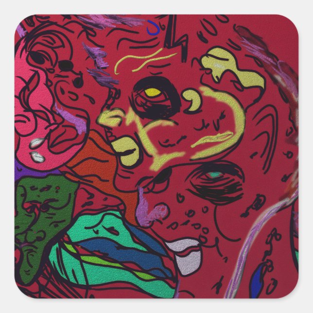 Pegatina Cuadrada Abstract Moon Galaxy Art Square Stickers (Anverso)