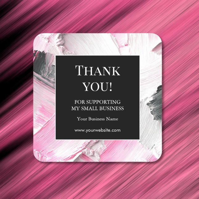 Pegatina Cuadrada Abstract Pink Black Business Thank You Sticker (Subido por el creador)