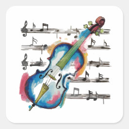Pegatina Cuadrada Abstract Violin Square Sticker