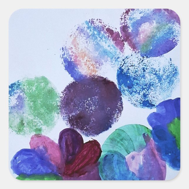 Pegatina Cuadrada Abstract Watercolor Floral Sticker (Anverso)