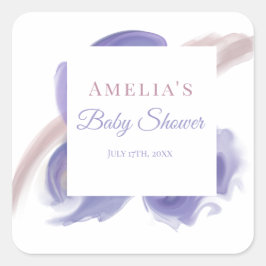 Pegatina cuadrada abstracta de acuarela lavanda