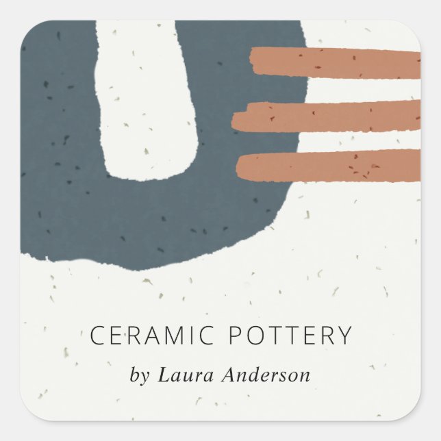 PEGATINA CUADRADA ABSTRACTA TEXTURA CERAMICA AZUL NEGRO ESPECIFICADA (Anverso)