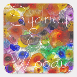 Pegatina Cuadrada Abstracto Floral