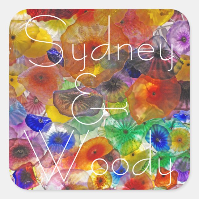 Pegatina Cuadrada Abstracto Floral (Anverso)