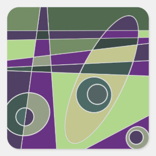 Pegatina Cuadrada Abstracto Surfing Green Purples