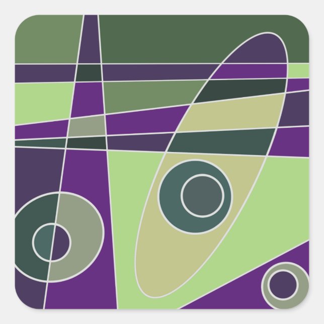 Pegatina Cuadrada Abstracto Surfing Green Purples (Anverso)