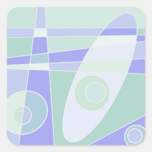 Pegatina Cuadrada Abstracto Surfing Pastel Verde Púrpura