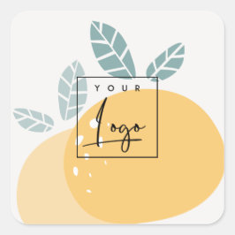 Pegatina Cuadrada Abstracto verde limón audaz Logotipo de cítricos d