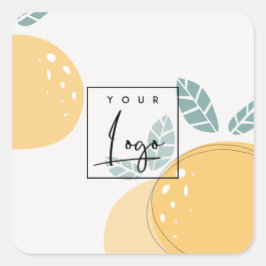 Pegatina Cuadrada Abstracto verde limón audaz Logotipo de cítricos d