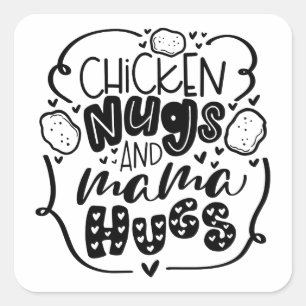 Pegatina Cuadrada abucheos de pollo y abrazos de mamá