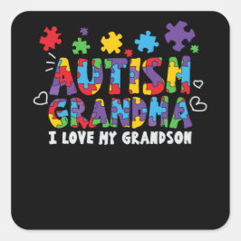 Pegatina Cuadrada Abuela de autismo, amo a mi nieto y extraño autism