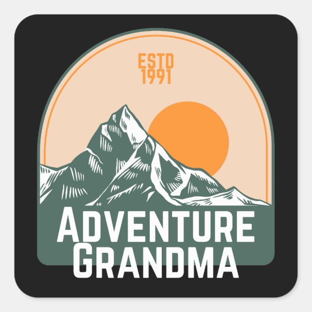 Pegatina Cuadrada Abuela de aventura (Anverso)