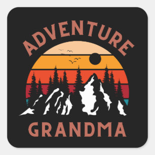 Pegatina Cuadrada Abuela de aventura