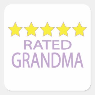 Pegatina Cuadrada Abuela de cinco estrellas