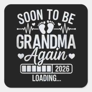 Pegatina Cuadrada Abuela de Nuevo Pronto 2026 Cargando Embarazo