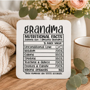 Pegatina Cuadrada Abuela Divertida Datos Nutricionales   Abuelo Ador