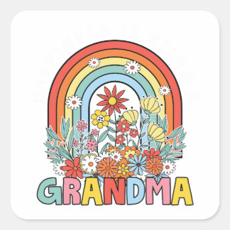Pegatina Cuadrada Abuela floral