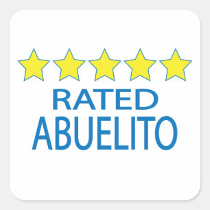 Pegatina Cuadrada Abuelito de cinco estrellas