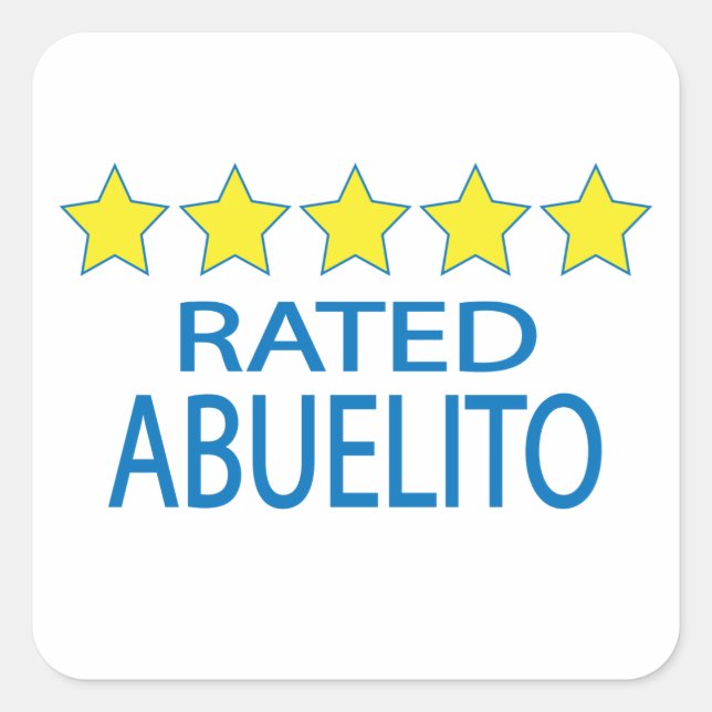 Pegatina Cuadrada Abuelito de cinco estrellas (Anverso)