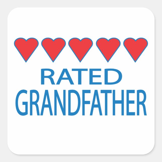 Pegatina Cuadrada Abuelo de cinco corazones (Anverso)