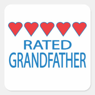 Pegatina Cuadrada Abuelo de cinco corazones
