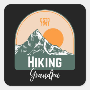 Pegatina Cuadrada Abuelo de excursión
